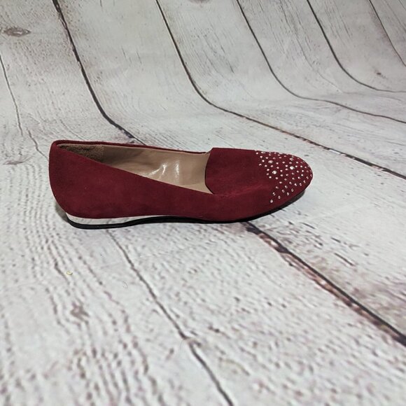 FRANCO SARTO Red Suede Rhinestone Embellished Loafer Shoe 7.5 NEW - Picture 6 of 11